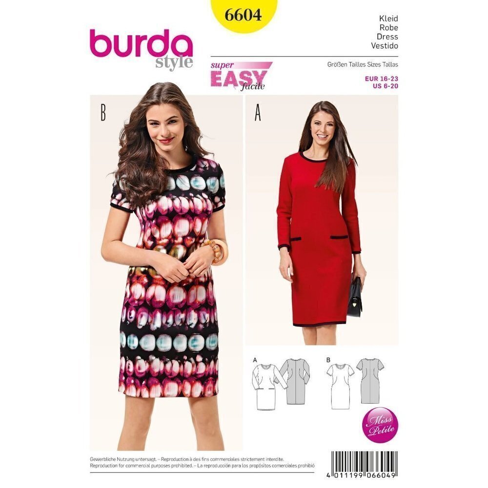 Burda Sewing Pattern 6604 Dress Misses Size 6-20‎